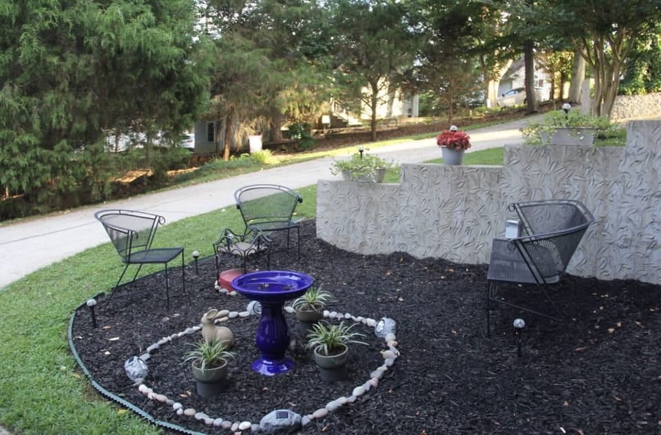 Relax in the nice patio outside your entrance