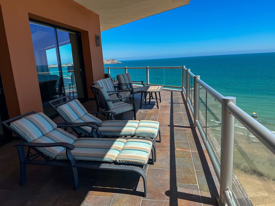 Patio furniture on part of the wrap patio
