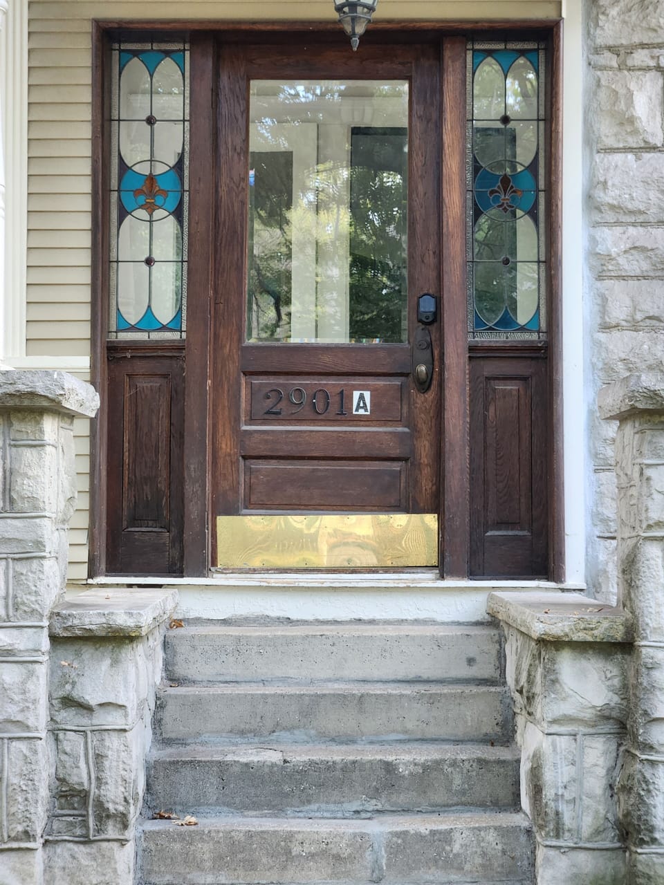 Home has several stain-glass windows throughout.