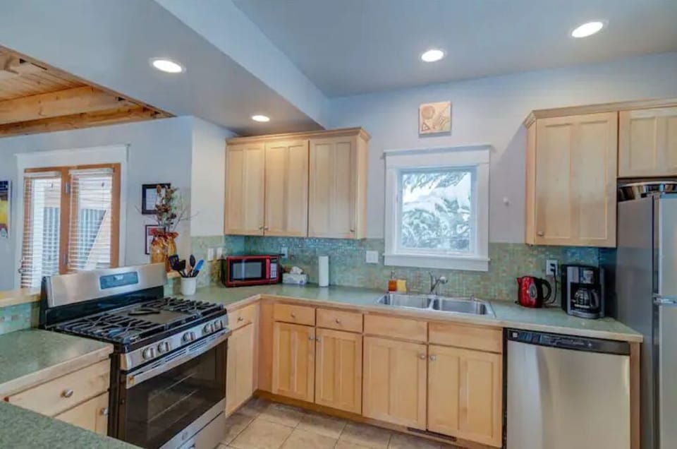 kitchen with view of Mt. CB in the window
