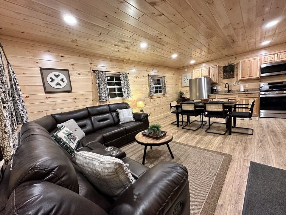 Large leather section with reclining seats