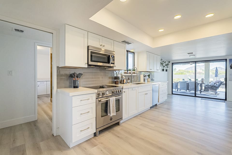 Large remodeled kitchen with stainless steel appliances!
