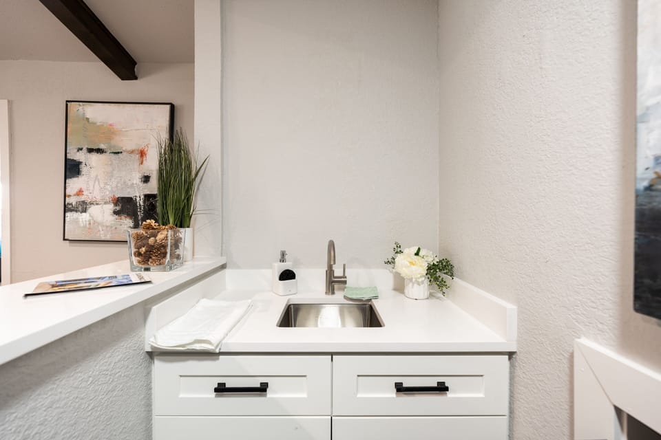 New sink and cabinets in the wet bar!