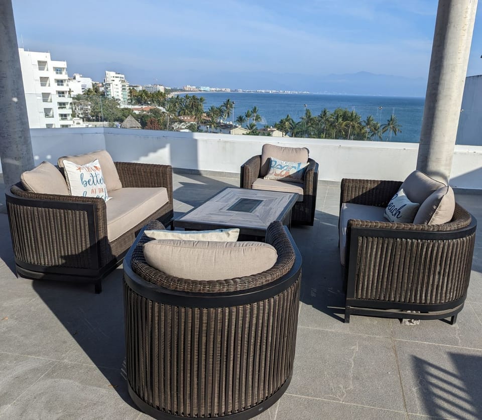 Enjoy the views from comfortable seating.