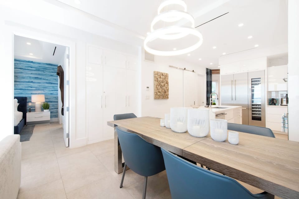 Formal dining table with seating for 6. 