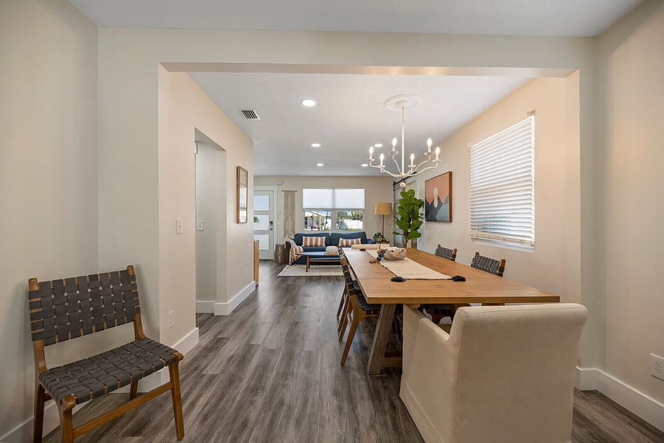 Dining table with seating for 8