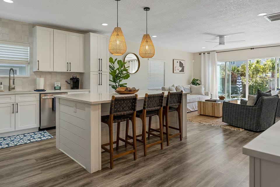 Kitchen island bar seating for 3, ideal for casual meals and conversation