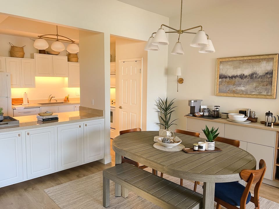 Generous prep peninsula while you interact with family or keep an eye on kids