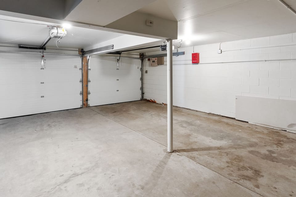 Parking for one vehicle in the heated garage