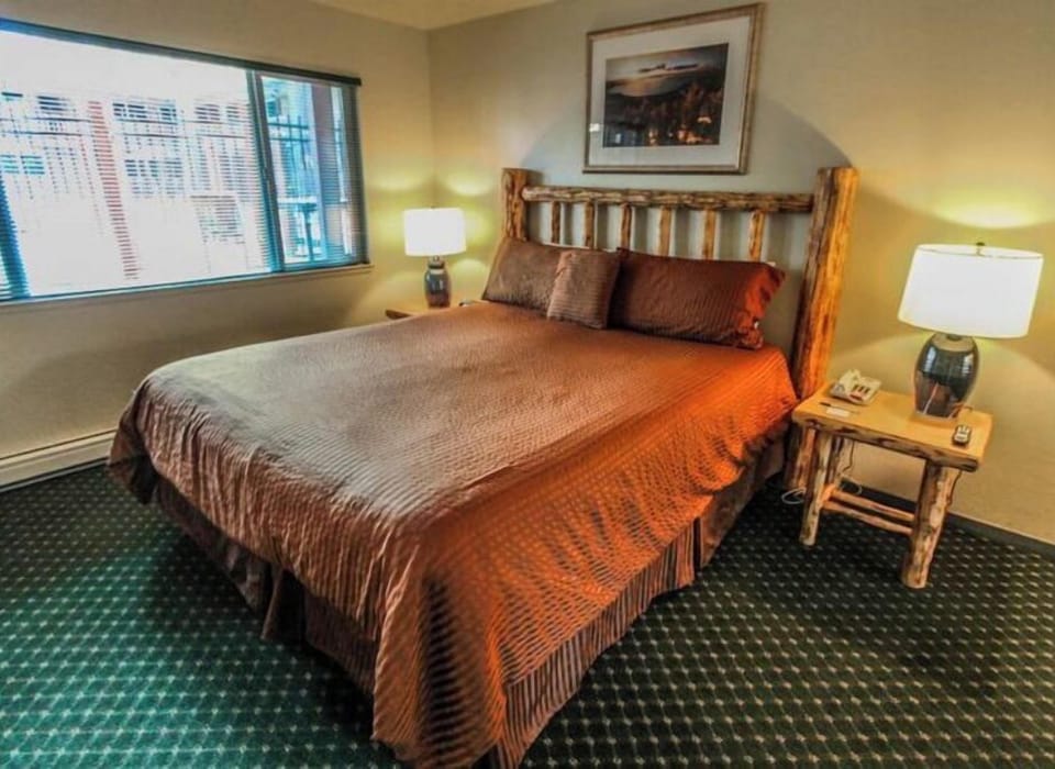 After a day on the slopes, slide into your comfy queen-sized bed.