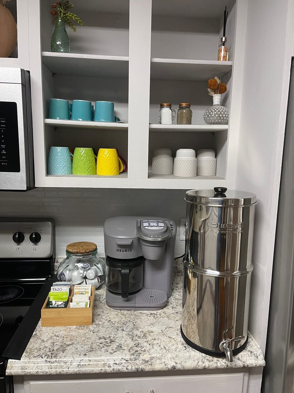 Keurig/water filtration/coffee/tea mugs. 