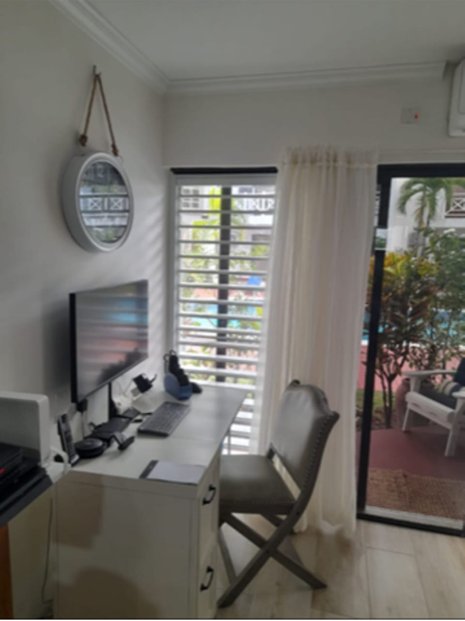 Workspace with desk, chair, monitor