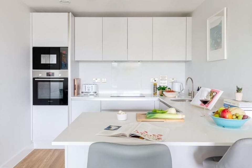 Kitchen space at Port, The Liner, Falmouth, self catering, Cornwall.