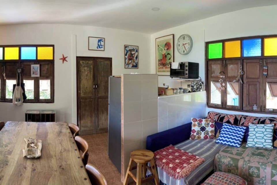 Open plan living room with kitchen / antique furniture / big pantry / ceiling fan & aircon (1)