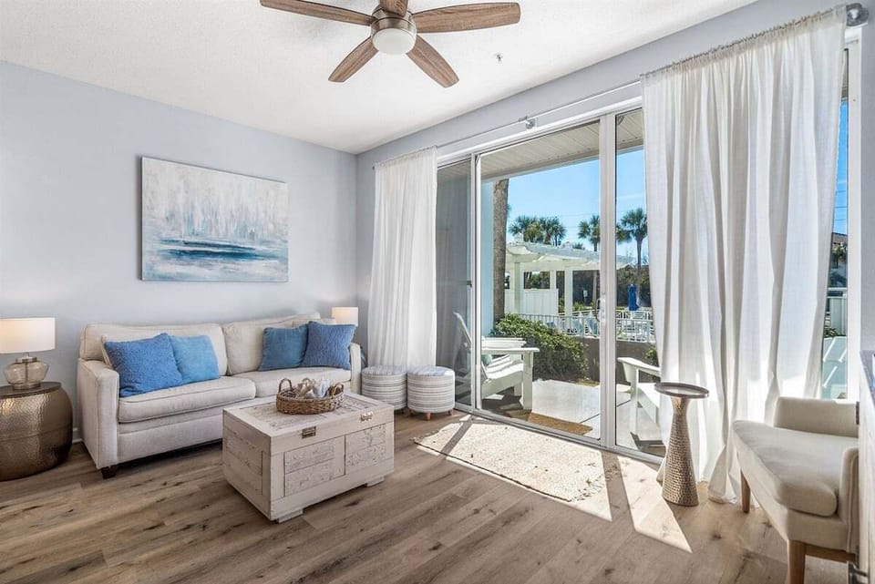 Bright and inviting living space perfect for relaxing after the beach