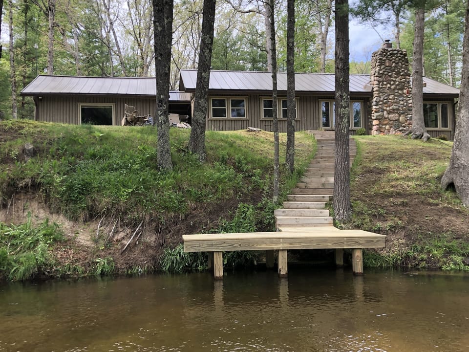 New flip down stairs added to dock for easy of entry.  Great spot 4 river play.