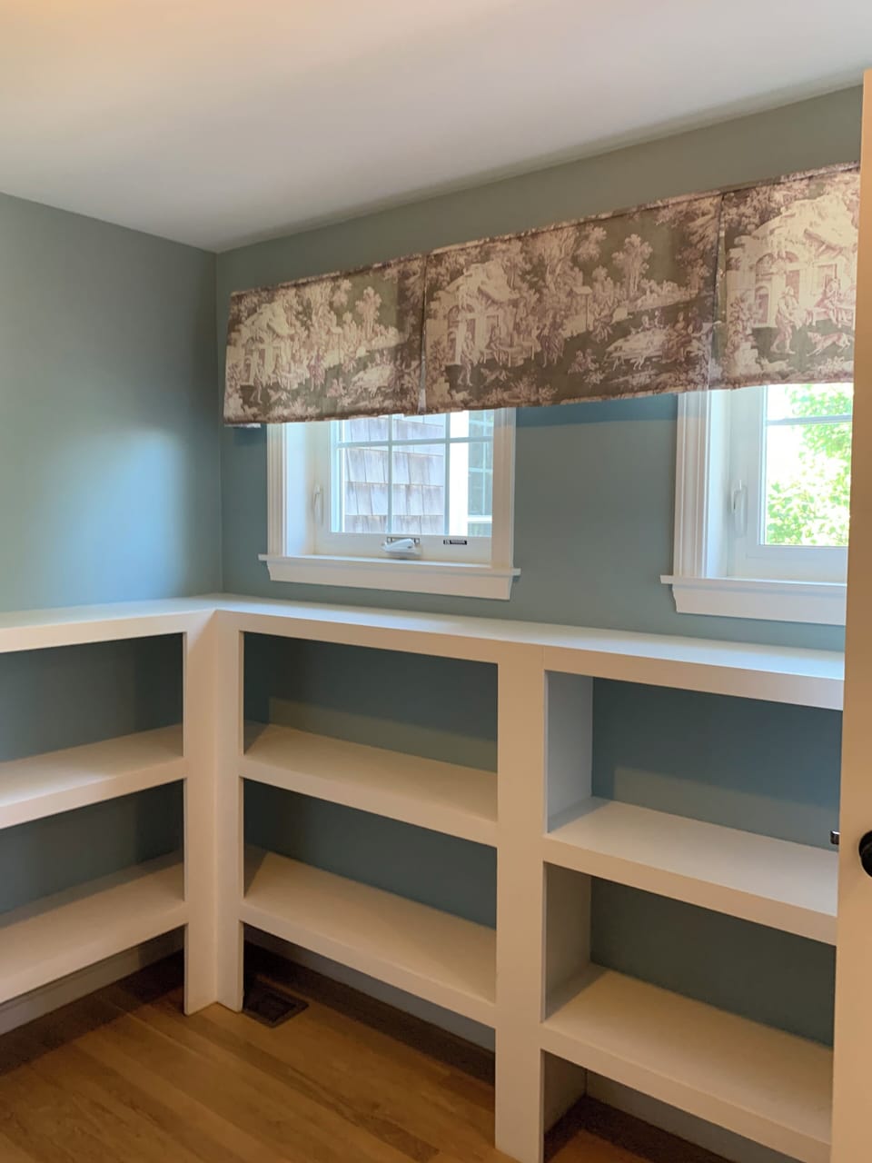 Master closet with folding shelves
