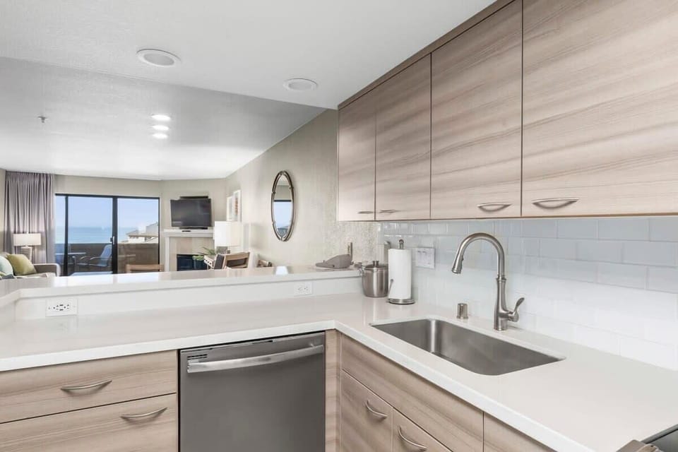 Kitchen View to Dining Room and Living Room 
