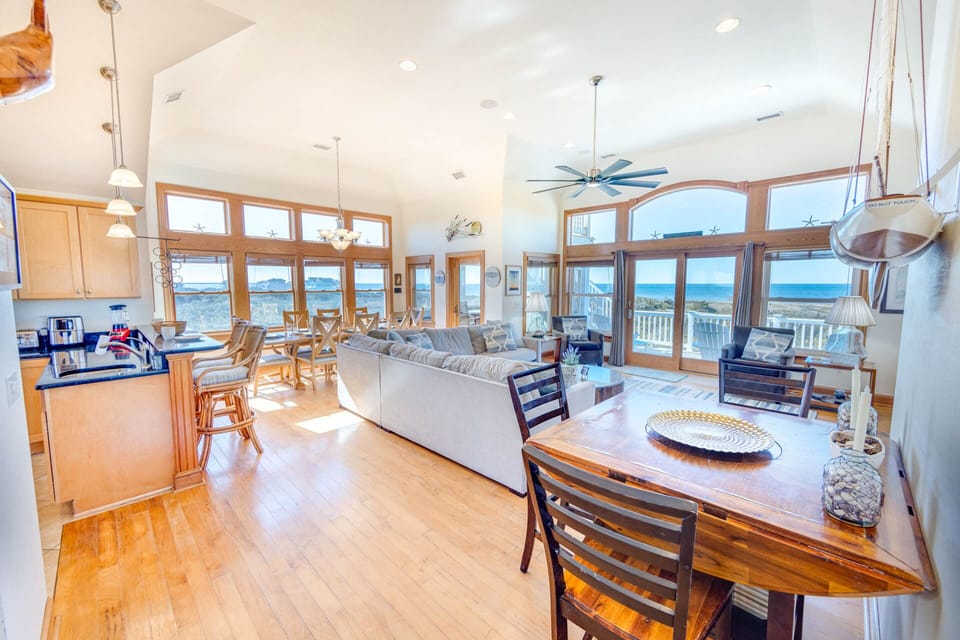 Sound Therapy features large windows with ocean views and plenty of seating options.