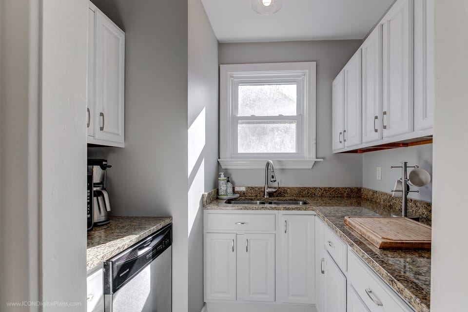Butler pantry is thru the kitchen which stores dishware, glassware etc