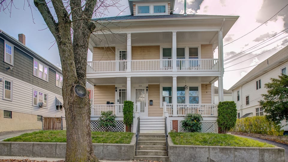 This apartment is on the second floor of a three family home. 