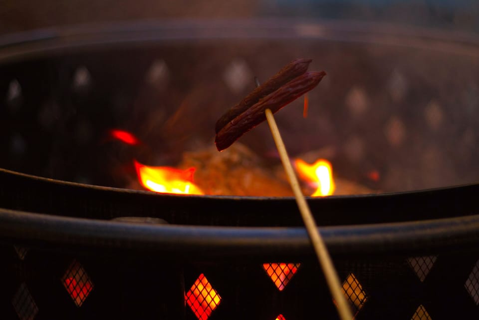 This fire pit is perfect for roasting hot dogs or s'mores.