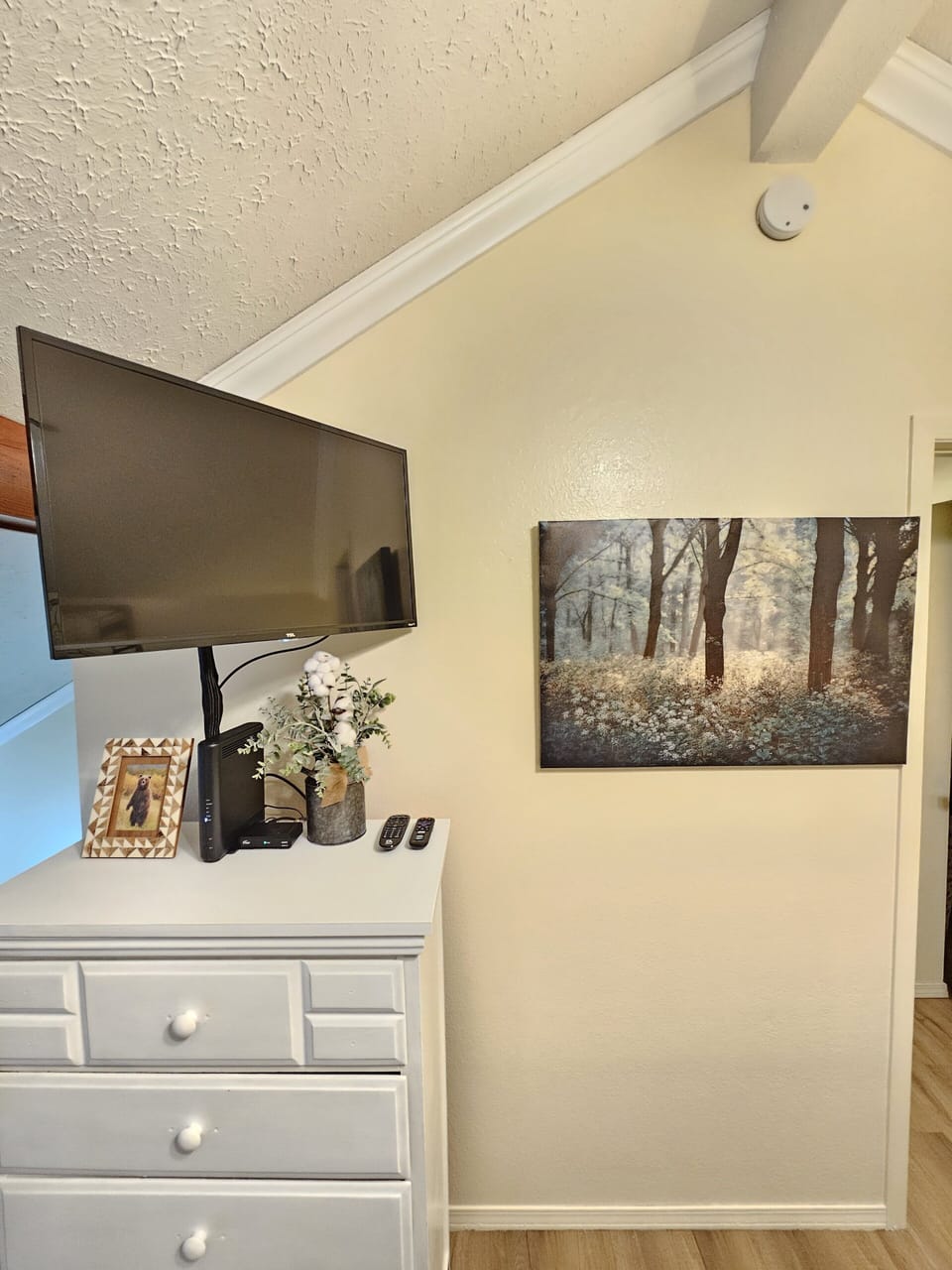 Spare Bedroom's Dresser and mounted TV. Enjoy the full cable package from bed!