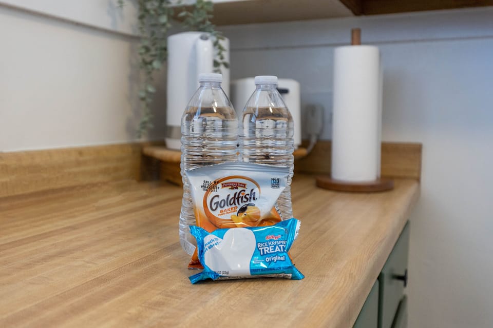 Kitchen Shot 2 - Complimentary Water and Snacks