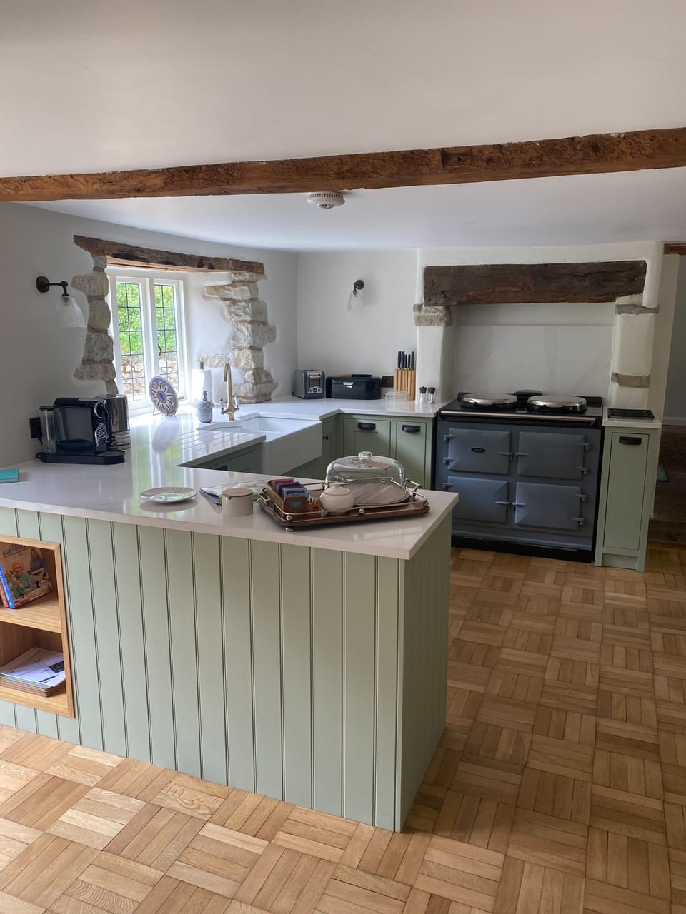 A custom kitchen with Aga