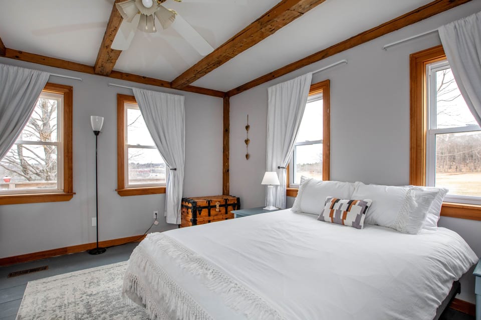 This downstairs bedroom will take you back in time. 