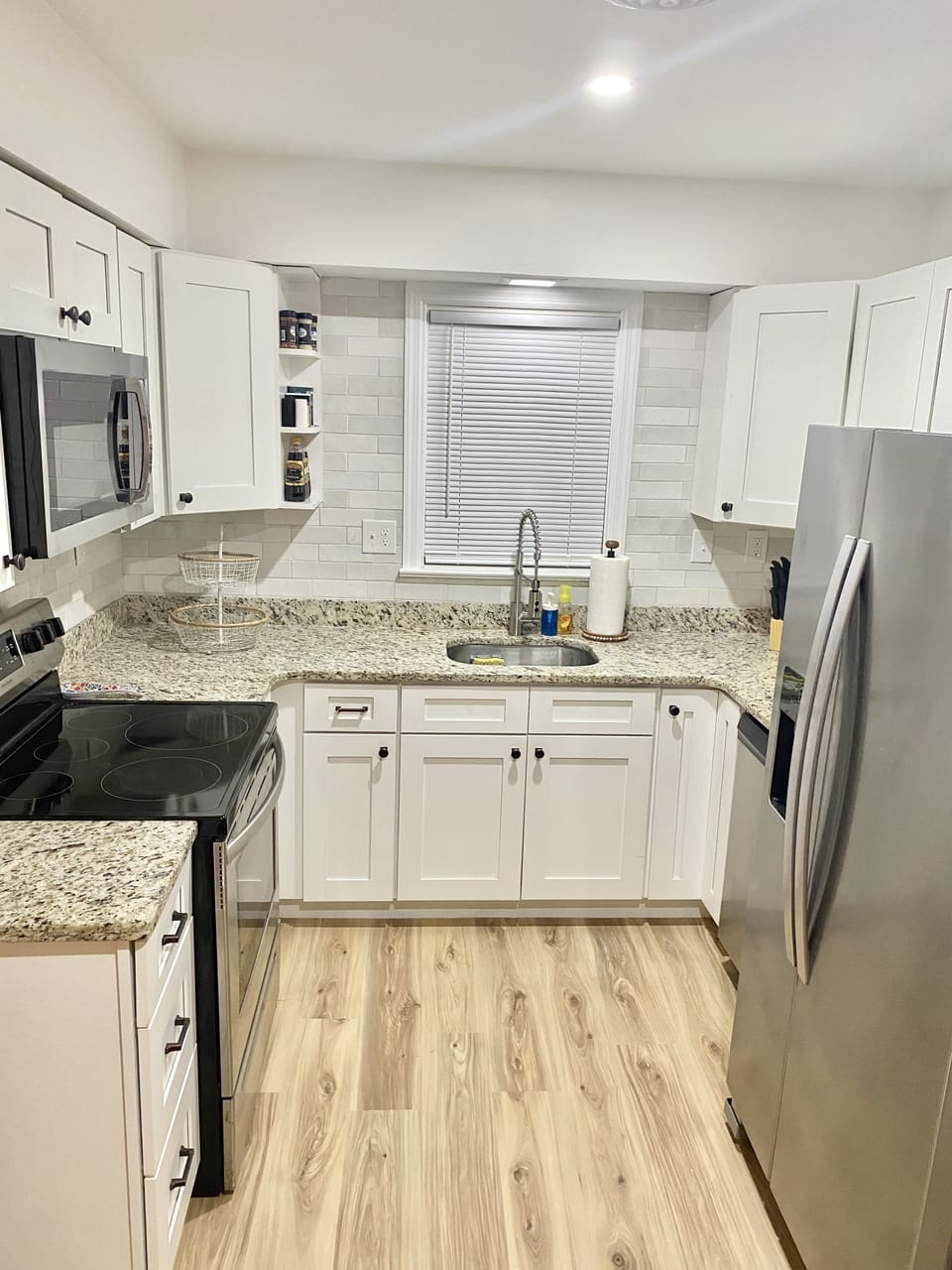 clean, newly tiled kitchen 