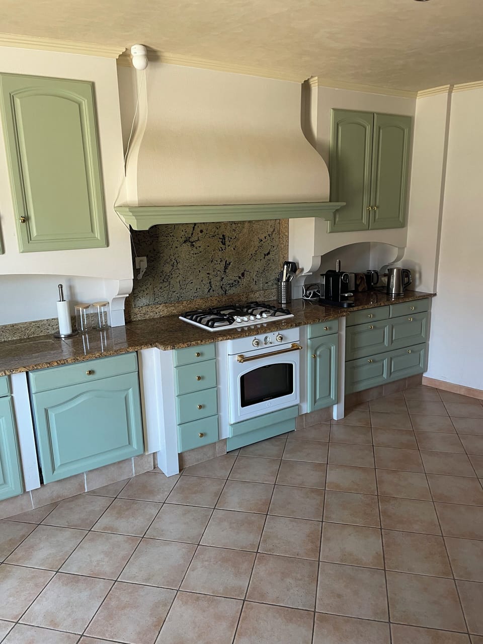 Kitchen: gas hob, electric oven, recently-installed dishwasher, refrigerator.