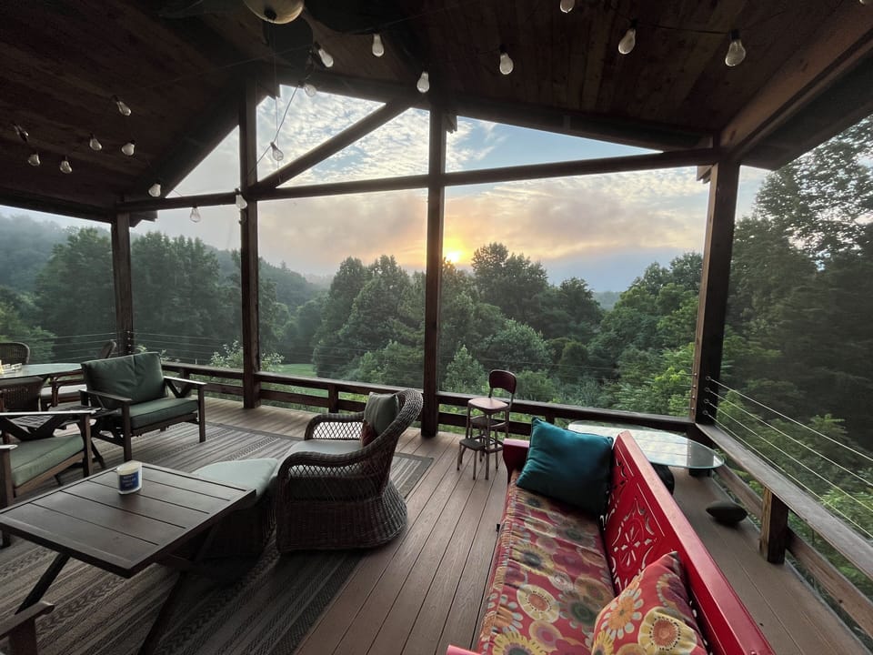 Watching the sunrise from the porch