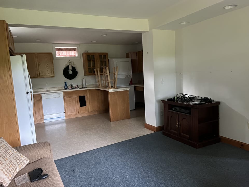 Lower level living and kitchen area