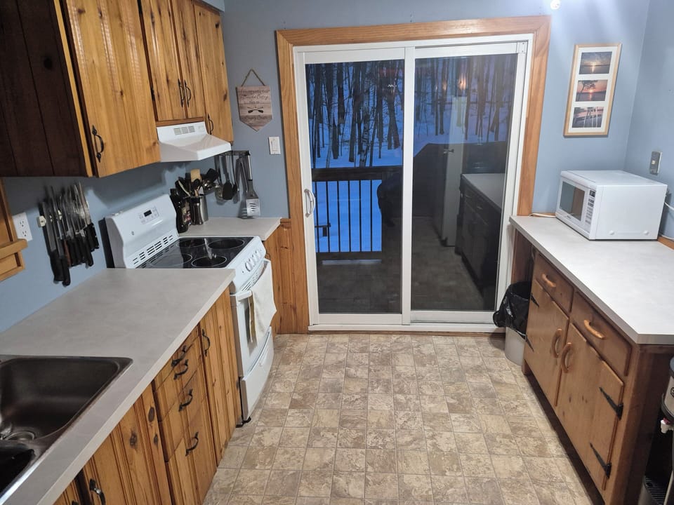 Everything you need in a kitchen, with lots of storage.  