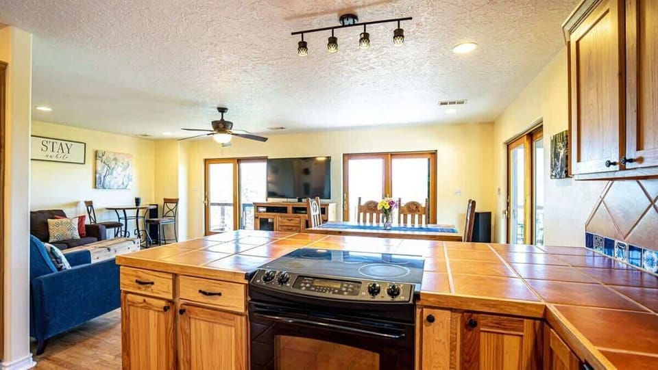 spacious counter top and stove