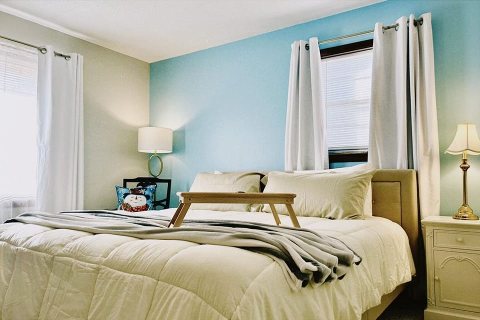 Master bedroom with king bed.