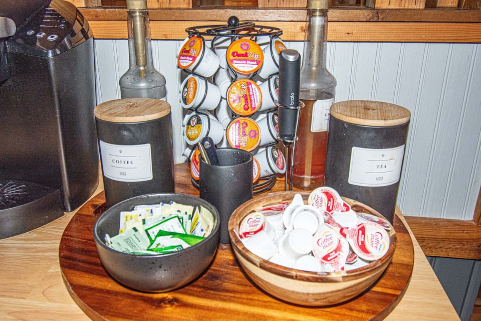 Fully stocked coffee bar...because you need some caffeine to start the day!