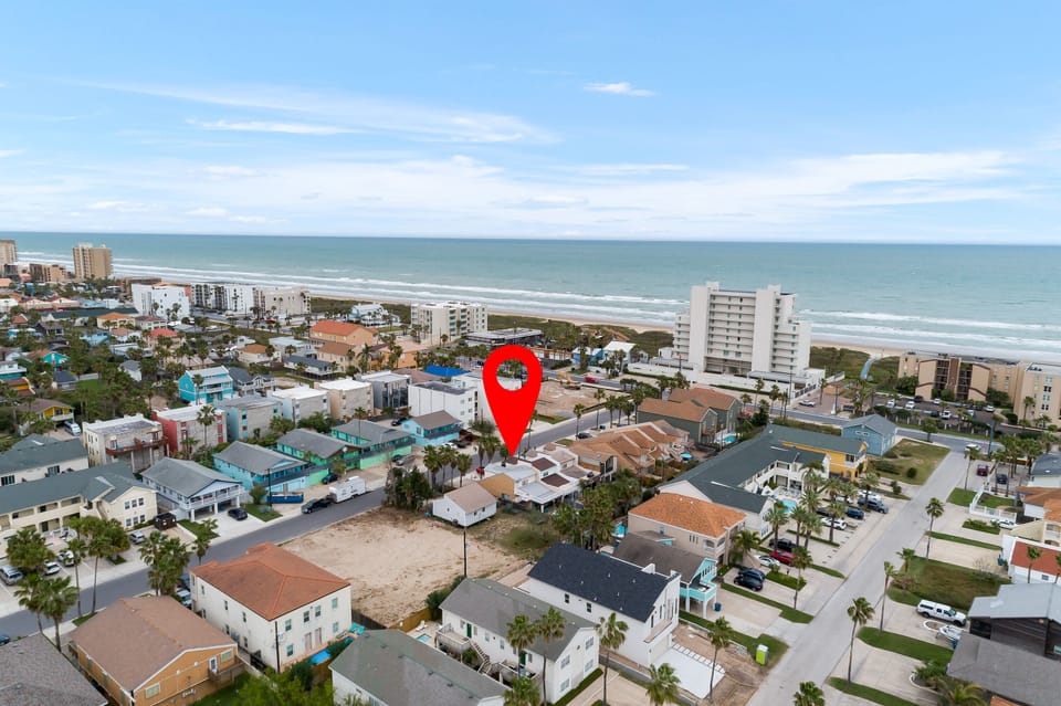 Aerial view of the property with our South Padre Island Beach!