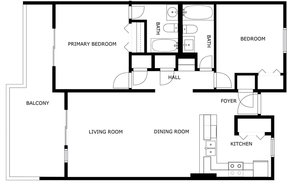 Layout of the condo with standard bedroom is the bunk area.