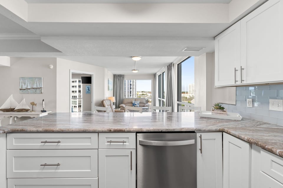 Kitchen with Granite Counters.