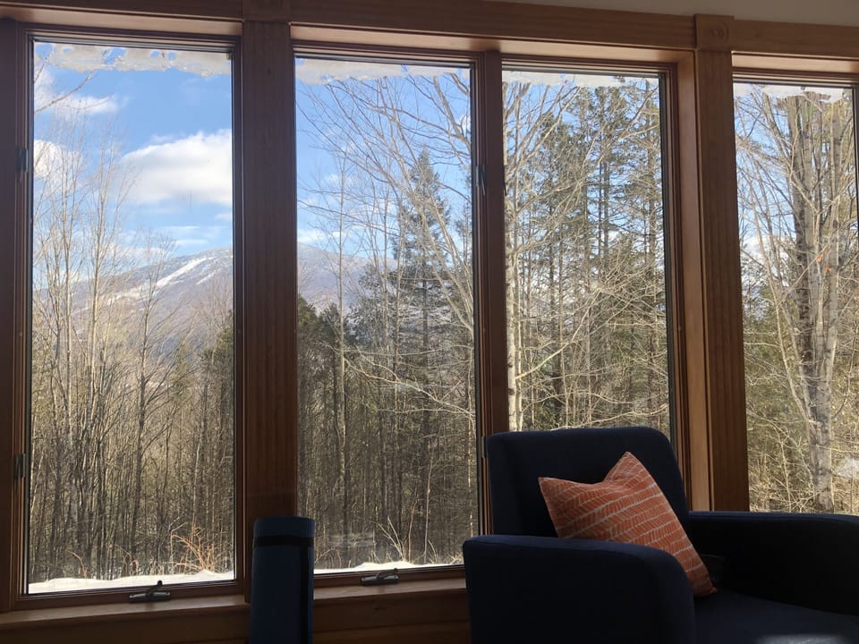 View of Burke Mountain from the living room. 