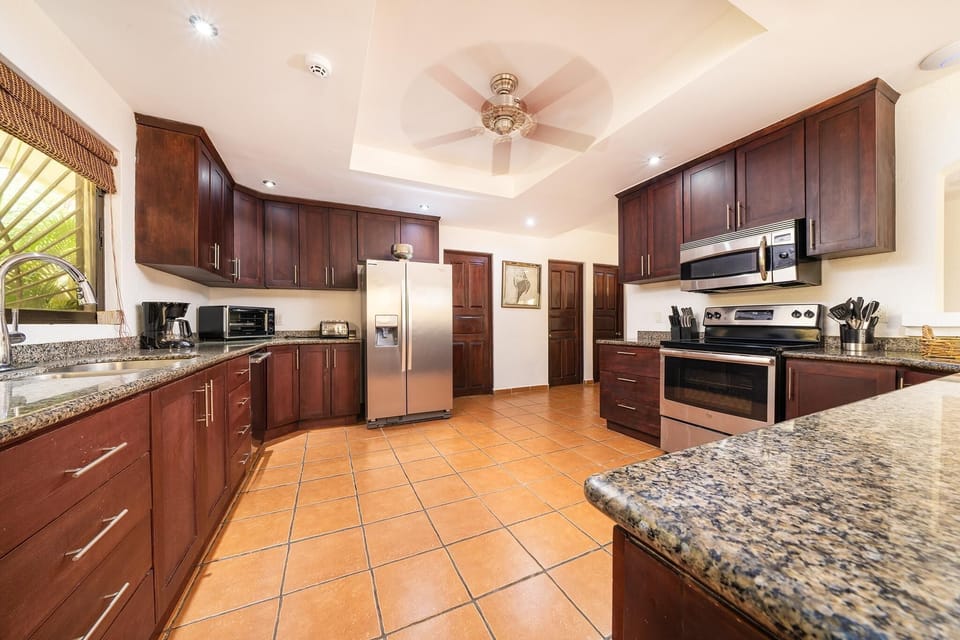 Large, chefs kitchen comes with anything guests or your private chef will need.
