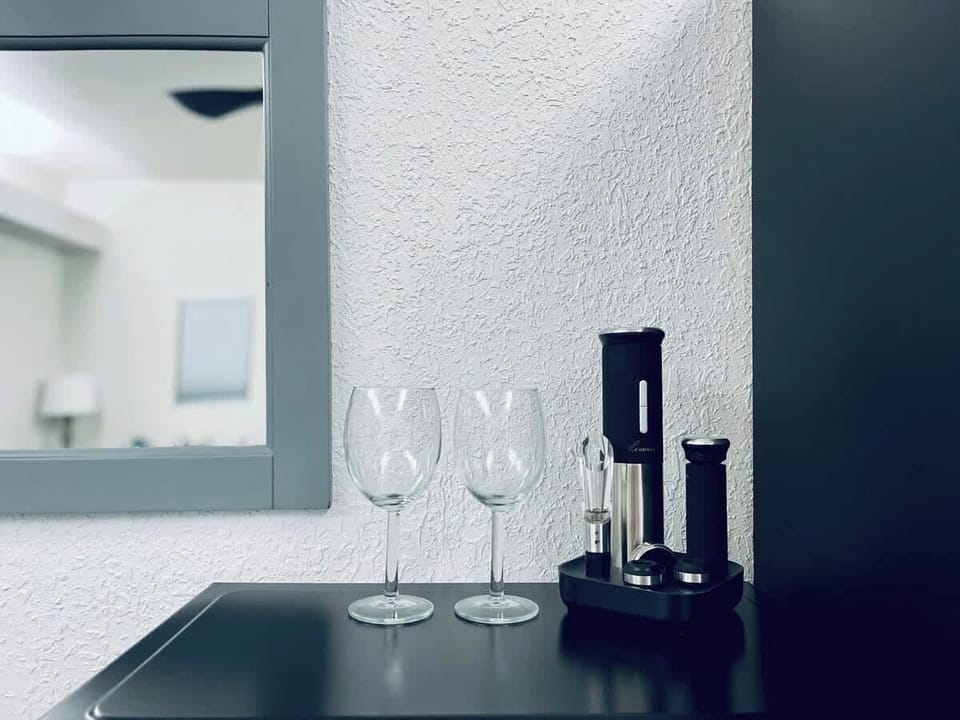 Wine glasses and wine opener