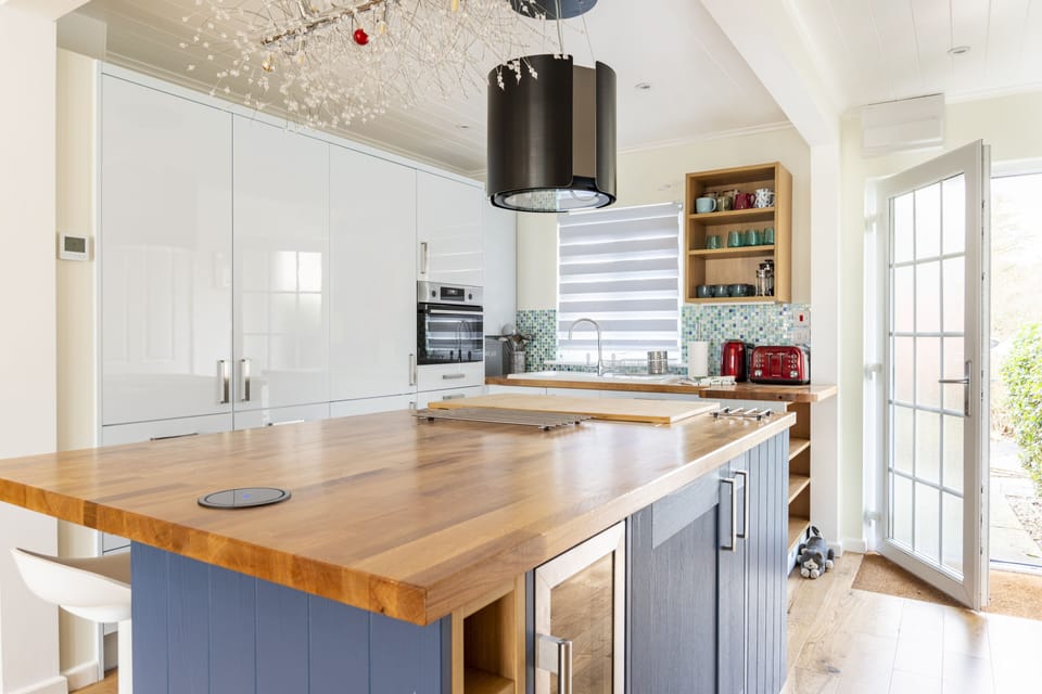 Kitchen with Island and front door