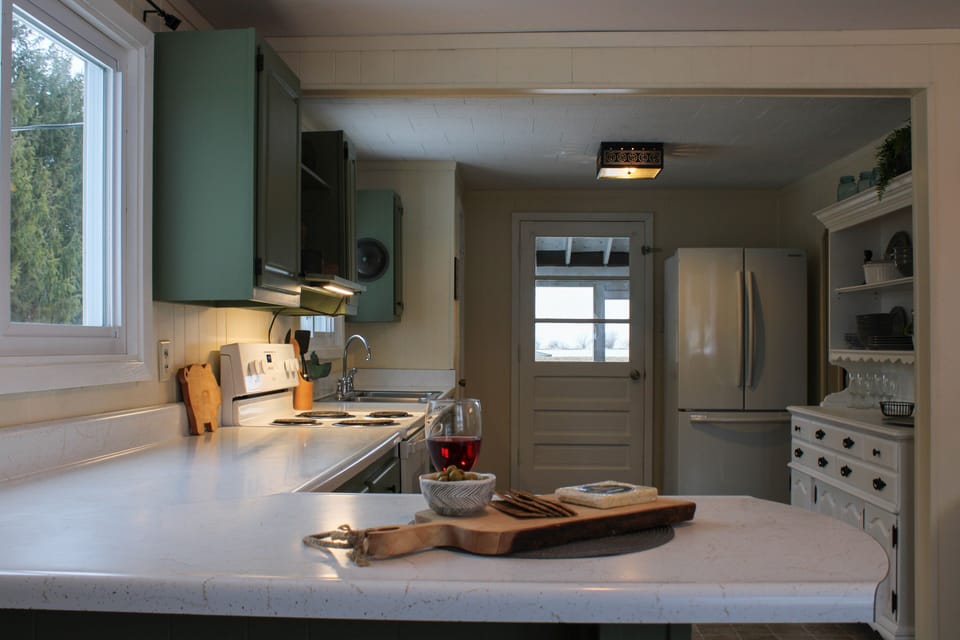 kitchen with farmhouse hutch