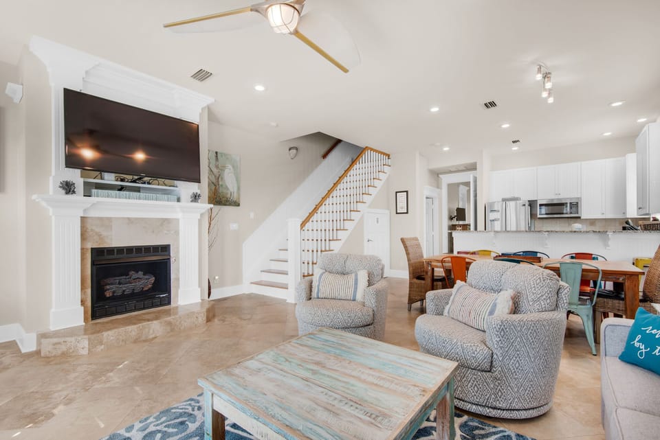 Enjoy a movie on the flat screen TV