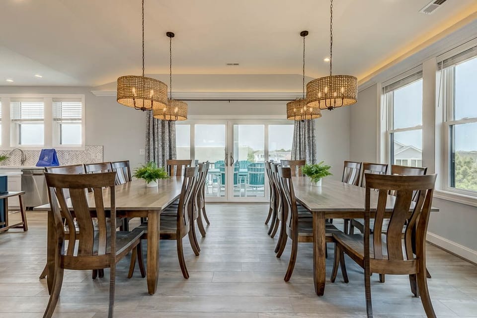 Top-Level Dining Tables (seats 8 each)