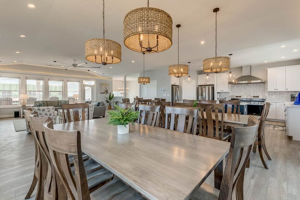 Top-Level Dining Tables (seats 8 each)