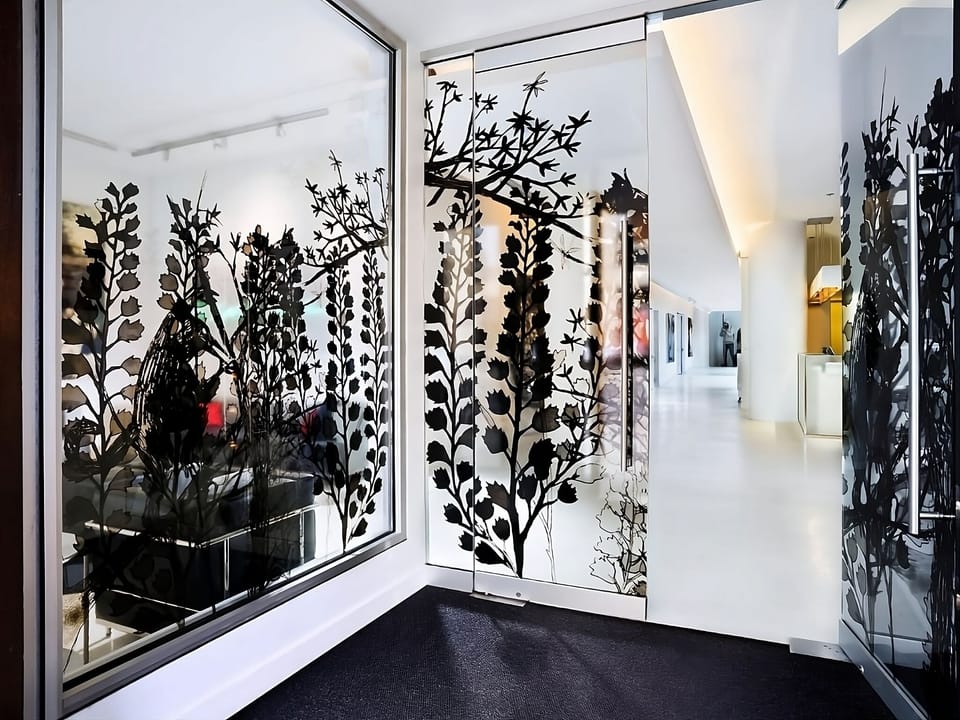 Stroll through an art-filled lobby designed for calm.